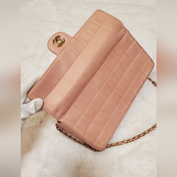 Authentic Chanel Chocolate Bar Flap Bag in Pink - Picture 16 of 17